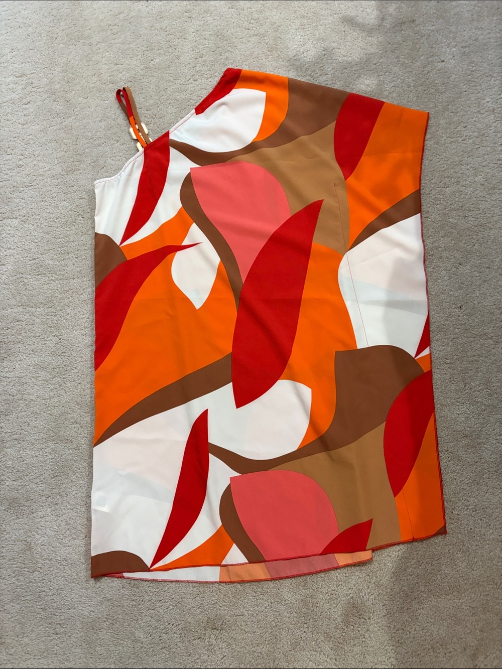 Abstract Orange & Red A-Line Skirt - Picture 3 of 3
